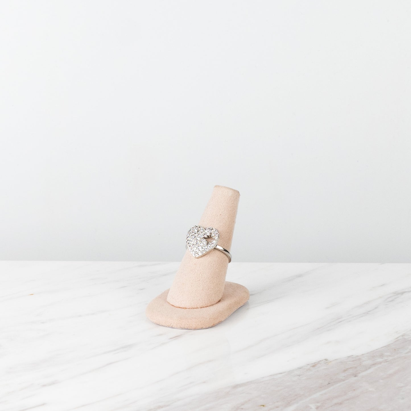Silver heart and star ring