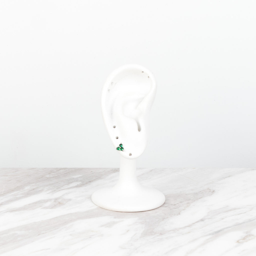 3 stones green plateado