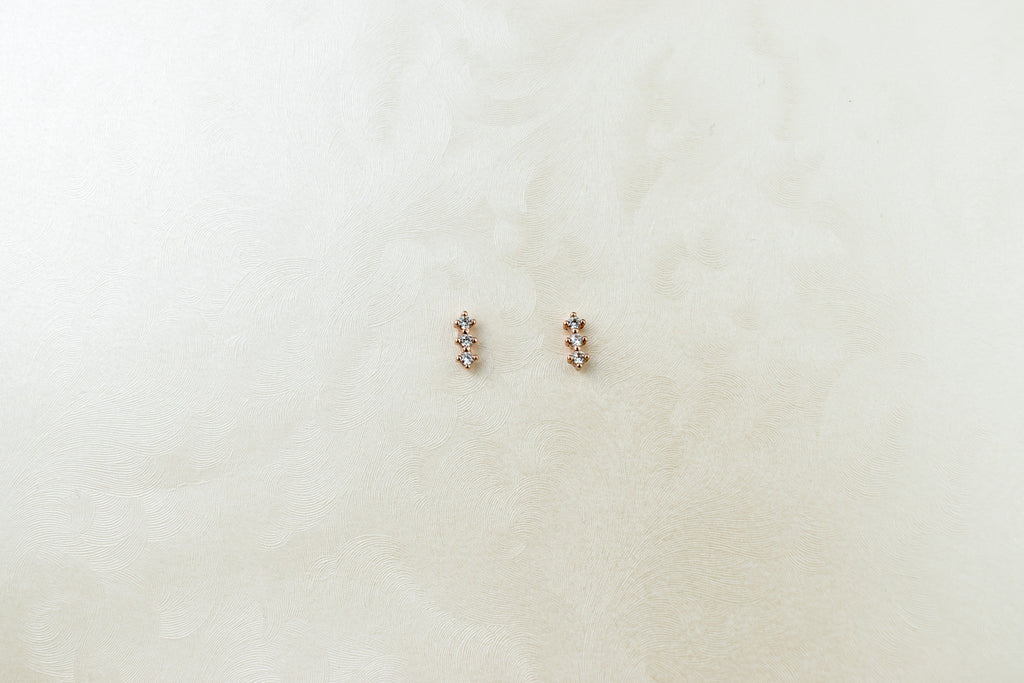 3 rombos de zirconia rose gold