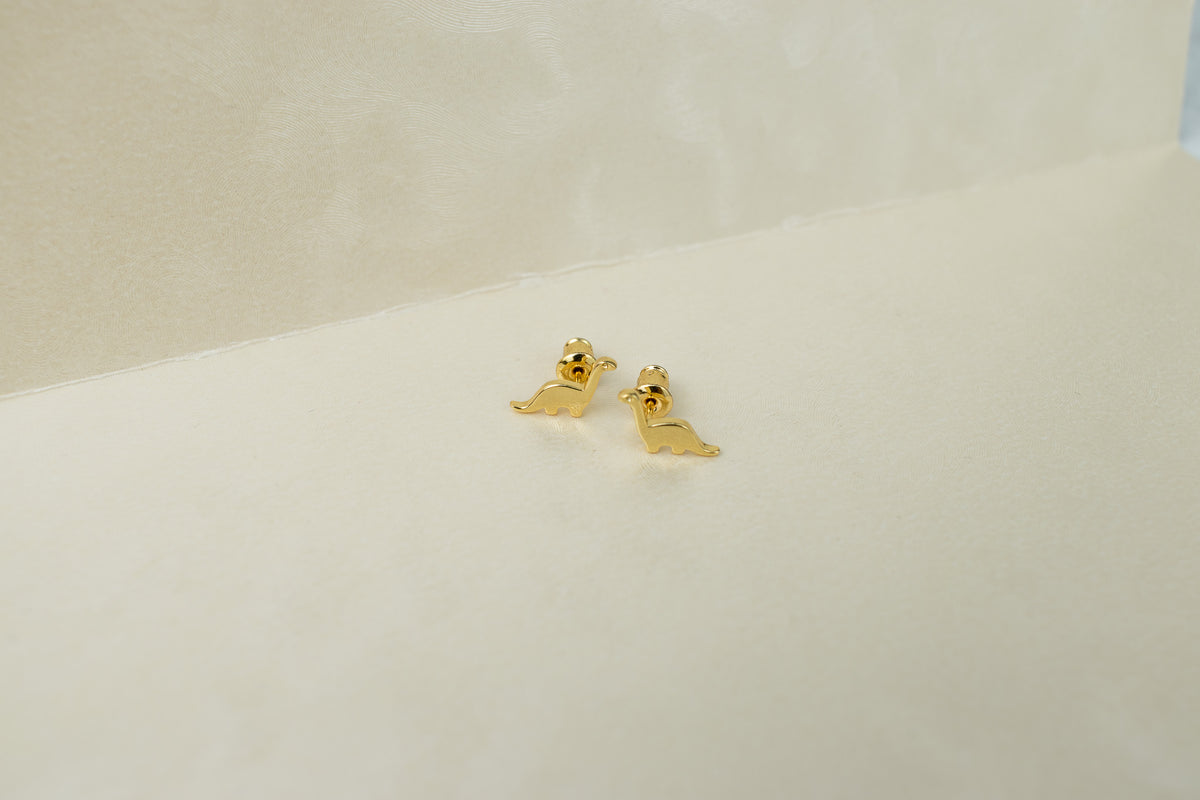 Aretes Mini Dinosaurios en Chapa de Oro 18k