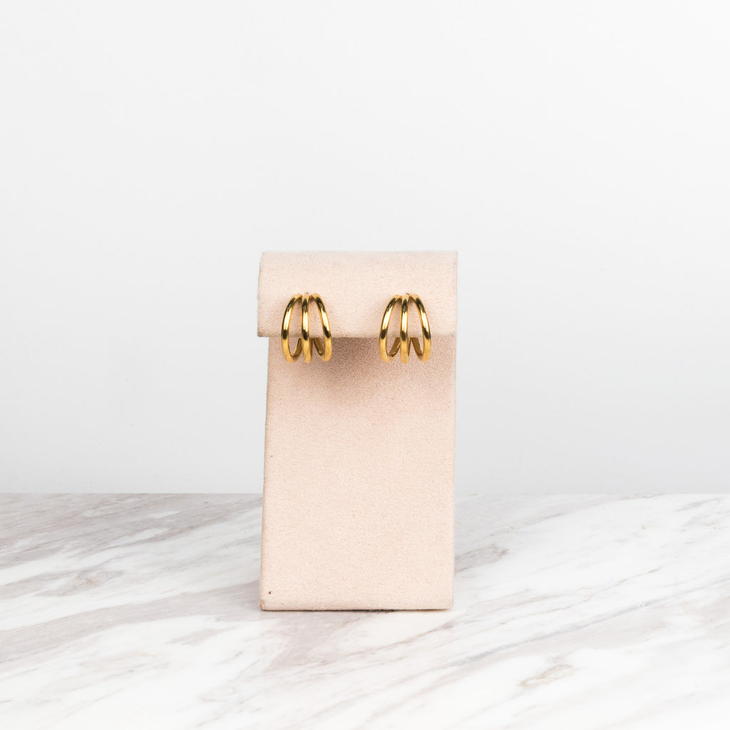 Skinny small triple hoops