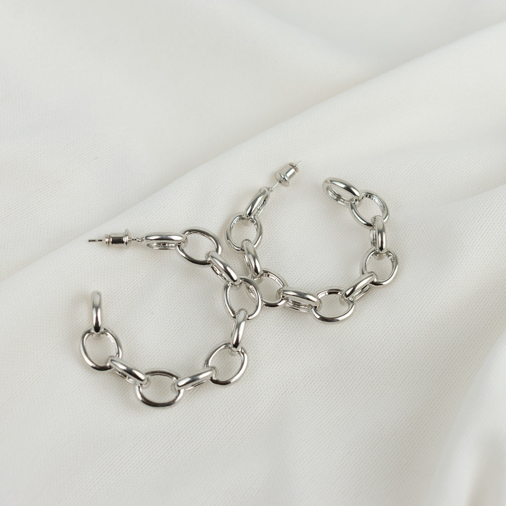 Arracdas grandes eslabon plateadas