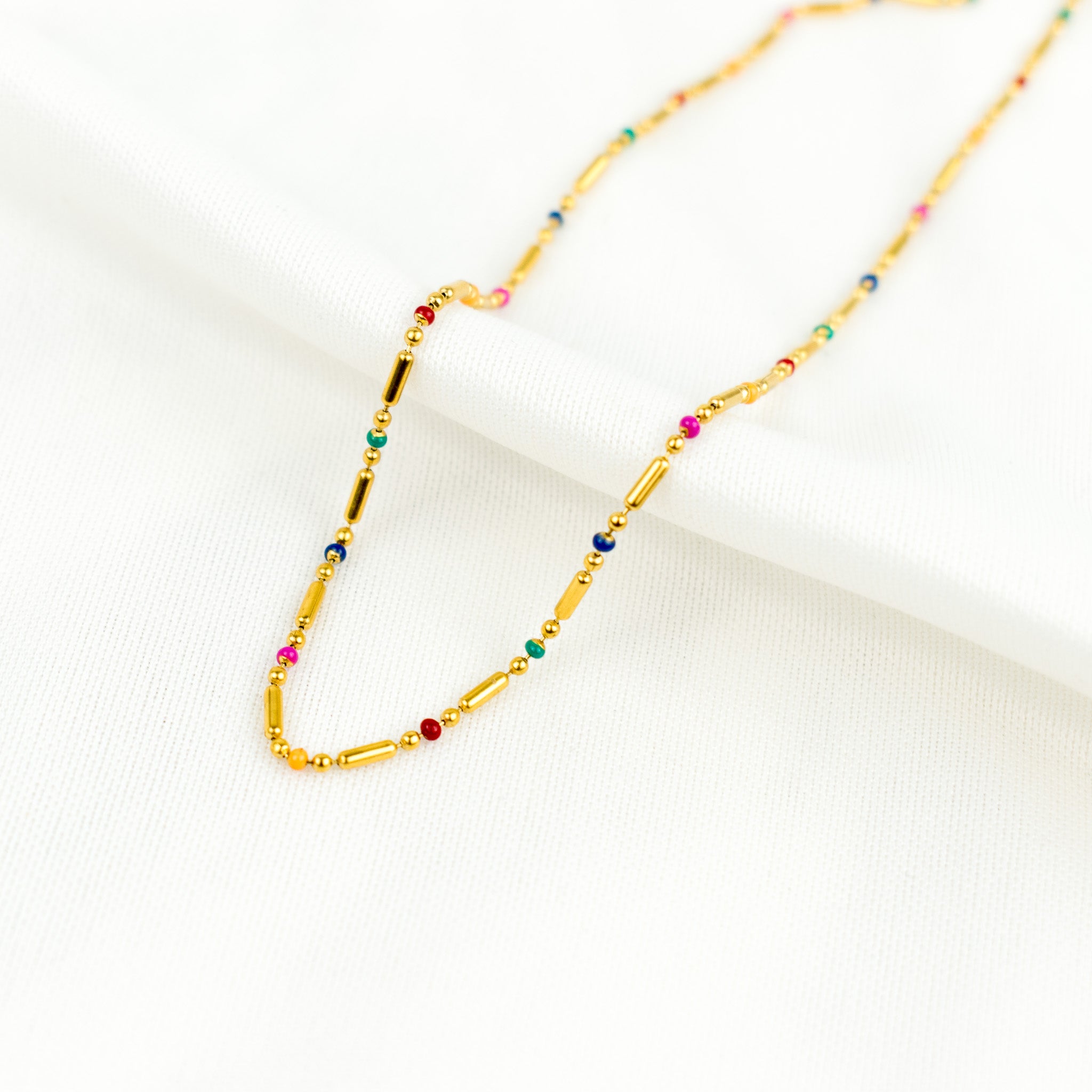 Collar Pulsera palito con puntito de colores