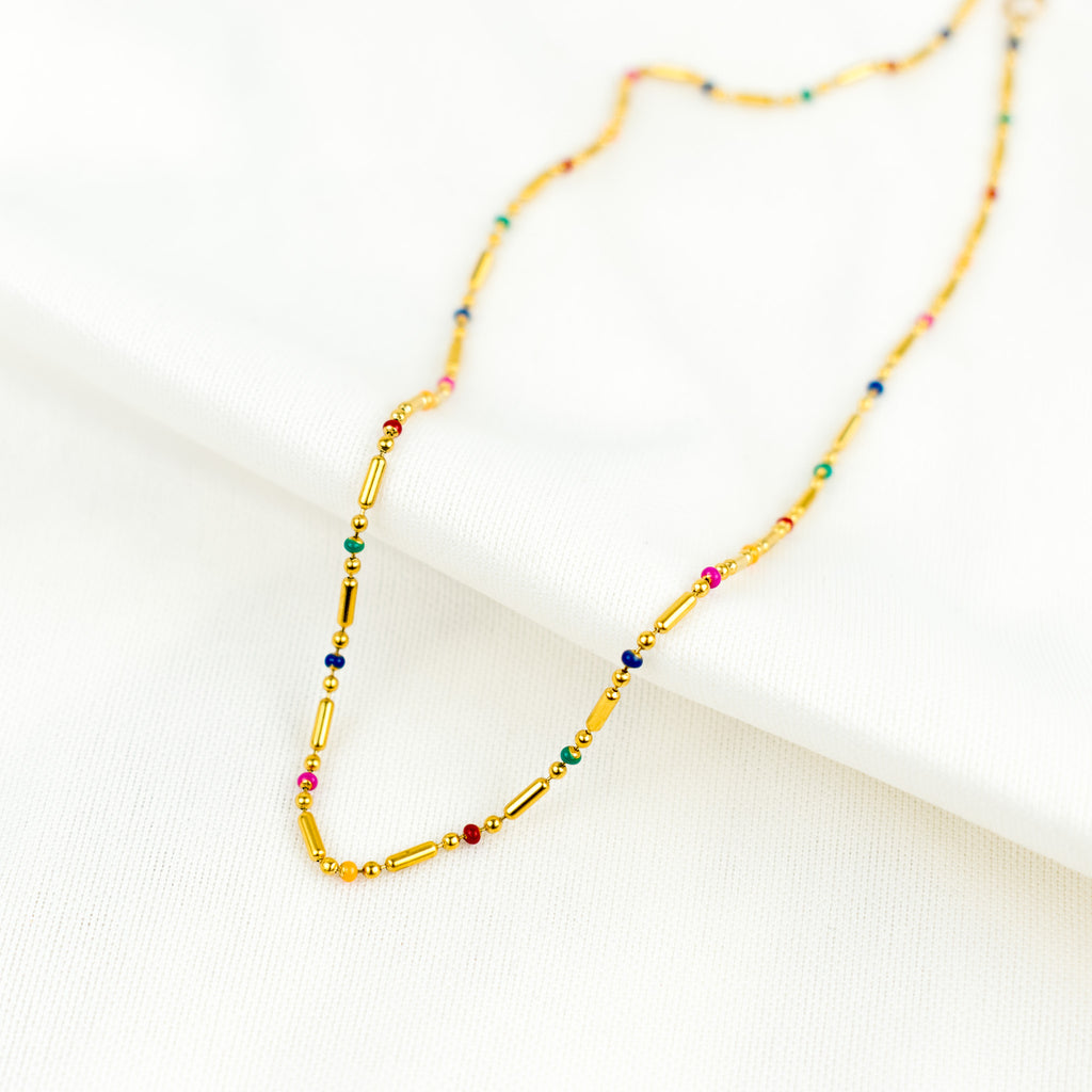 Collar Pulsera palito con puntito de colores