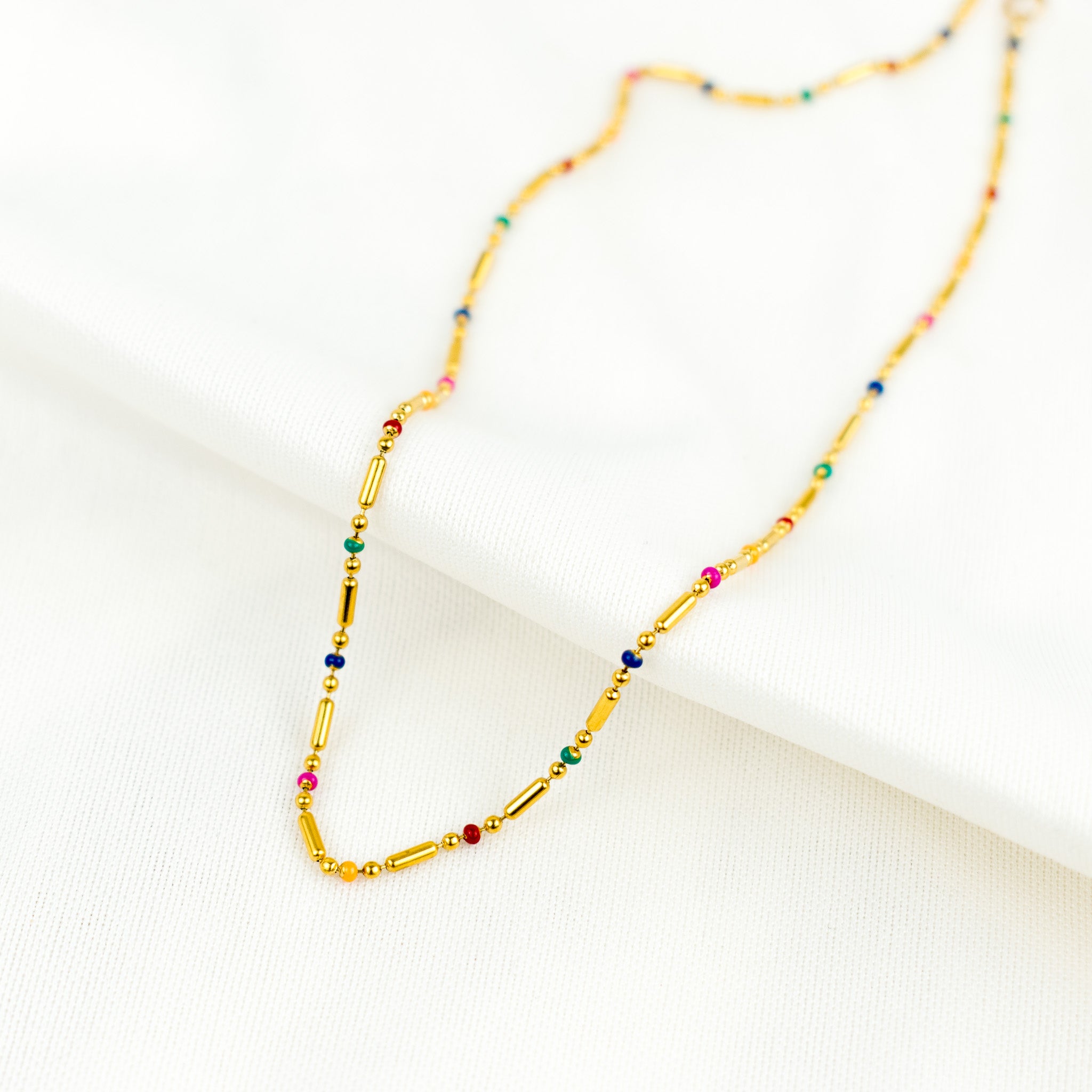 Collar Pulsera palito con puntito de colores