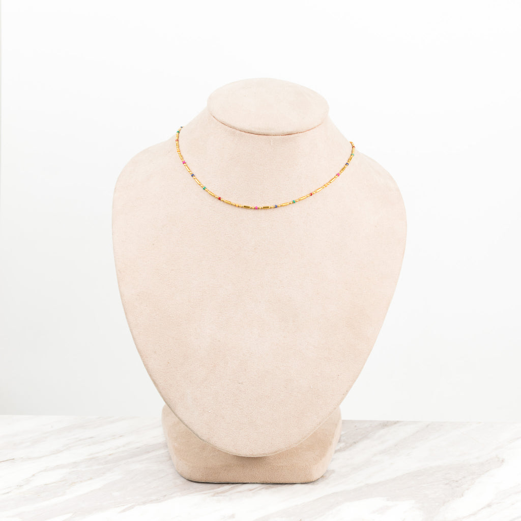 Collar Pulsera palito con puntito de colores