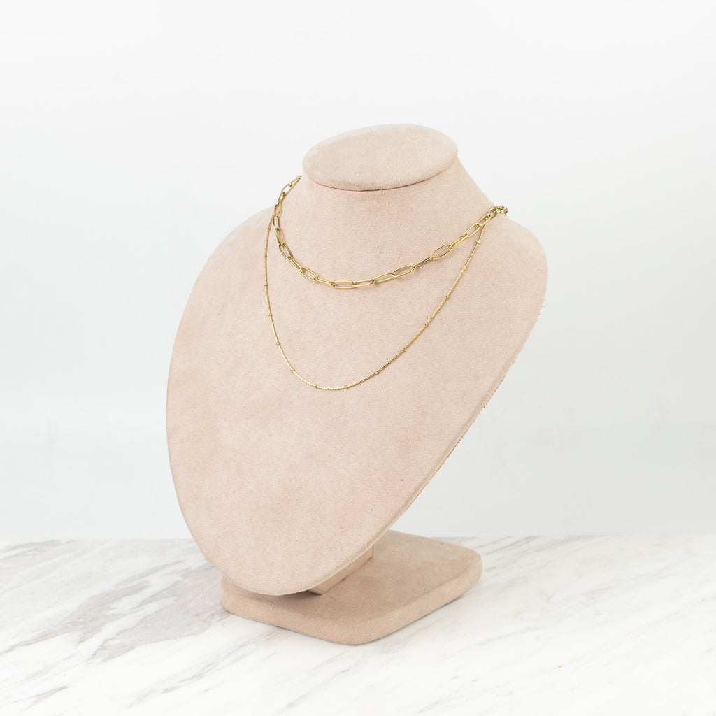 Collar doble con eslabones dorado