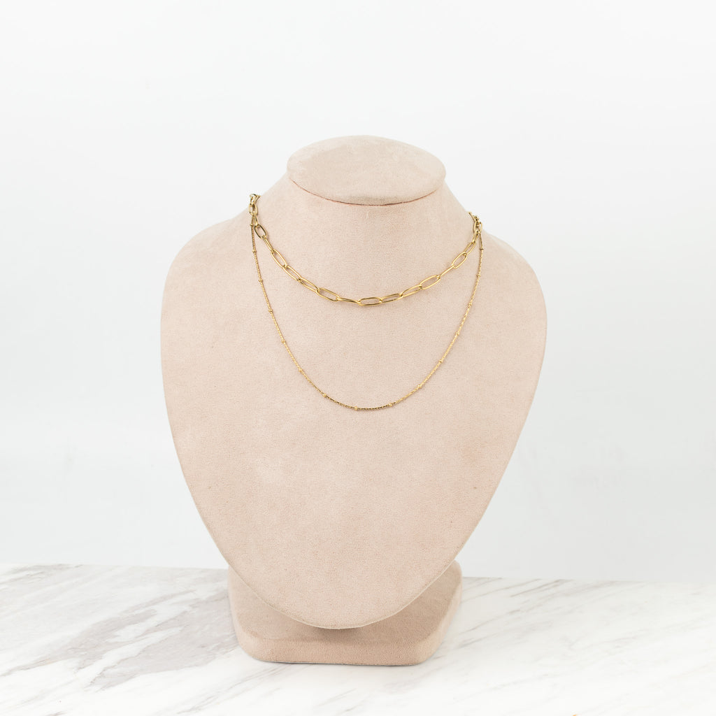 Collar doble con eslabones dorado