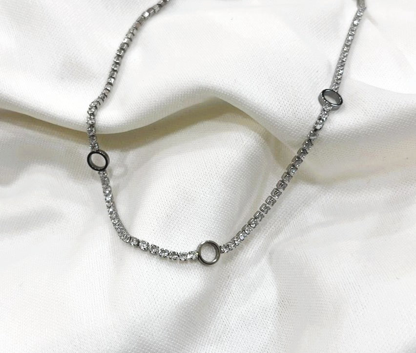Collar Tennis con Círculos en Acero Inoxidable con Zirconia