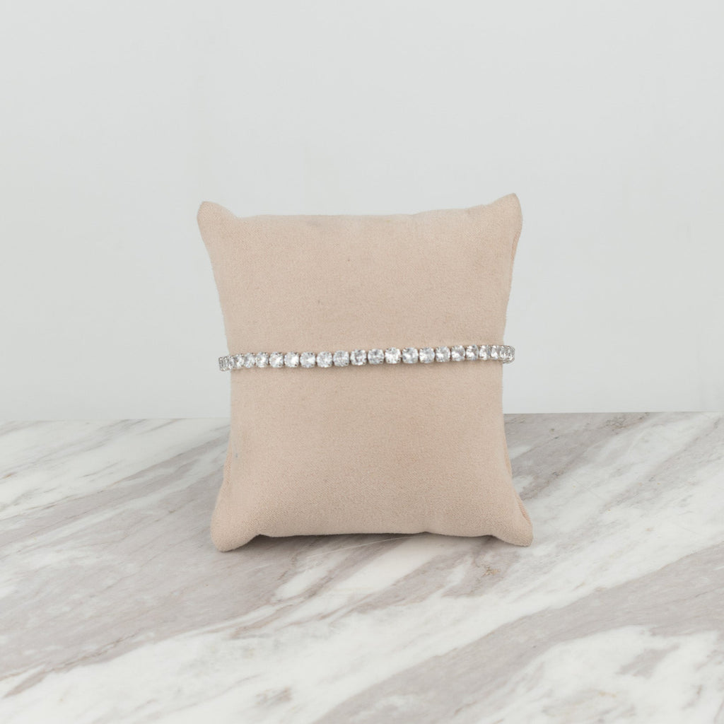 circular silver tennis bracelet