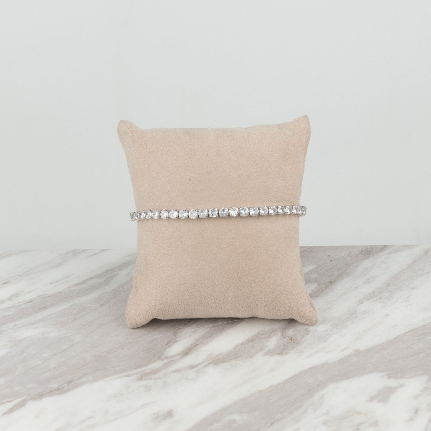 circular silver tennis bracelet