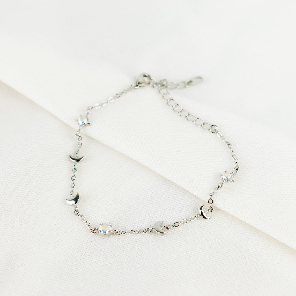 Silver moon bracelet
