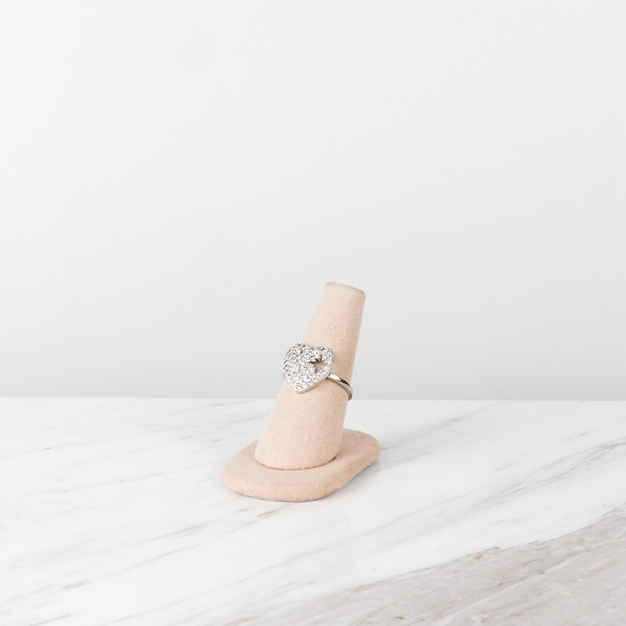 Silver heart and star ring