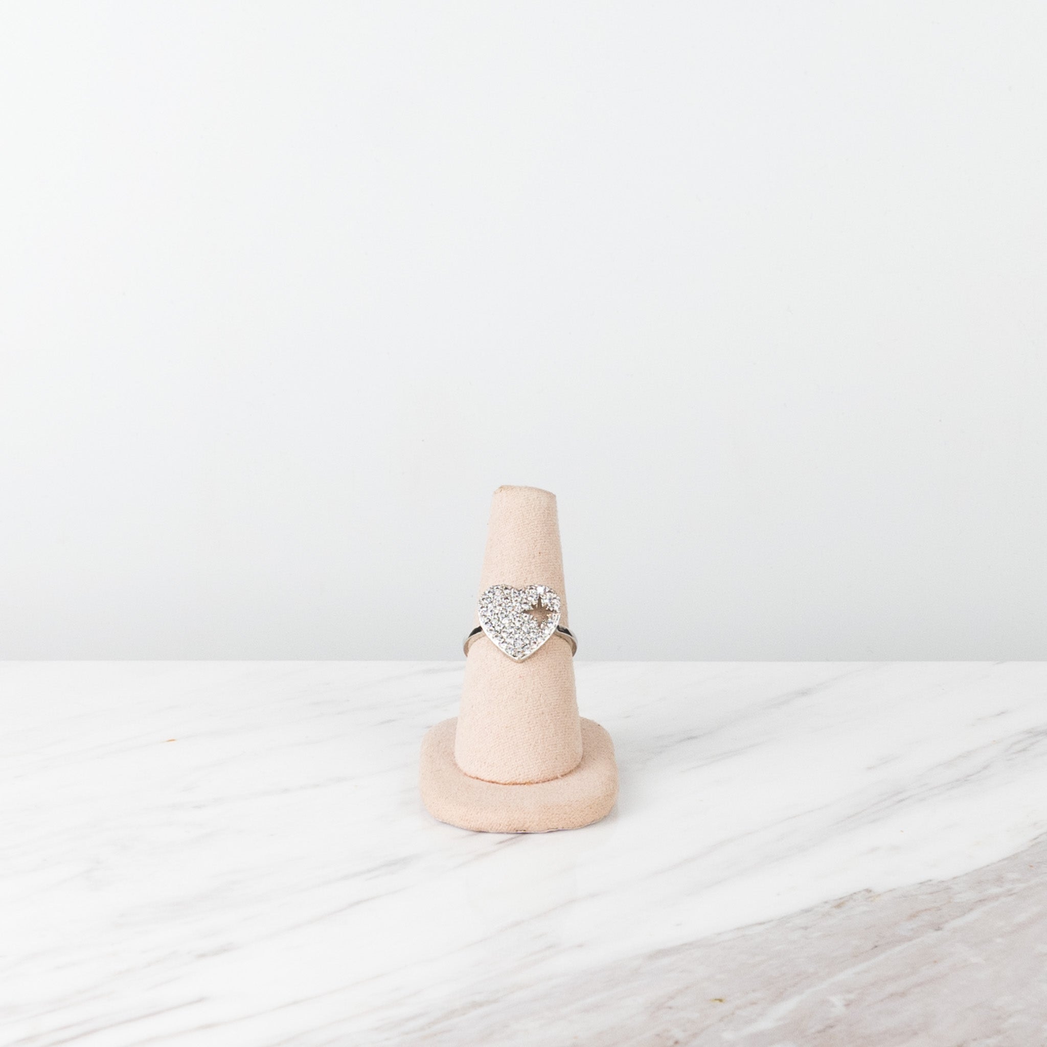 Silver heart and star ring