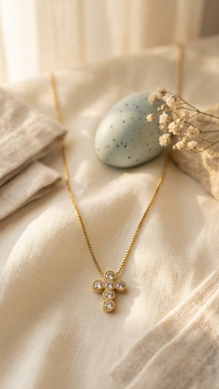 Cruz de círculos dorado